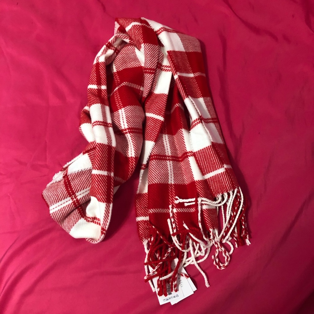 Red and White Plaid Scarf